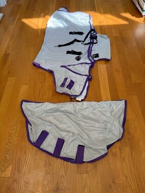 Challenger 2 piece Lightweight Mesh Fly PONY size 60 Sheet Gray w/ Purple Trim